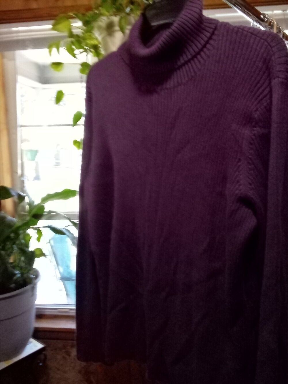 Orvis Women's XL Silk Purple Long Sleeve Ribbed Turtleneck Sweater